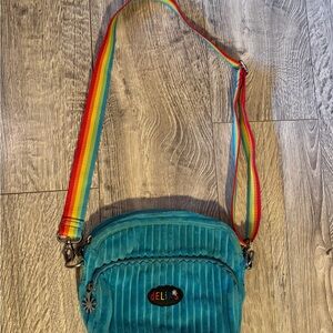 dELiA*s Teal Crossbody Bag with Multicolor Strap